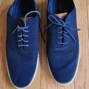 Cole Haan Navy Knit Oxfords
